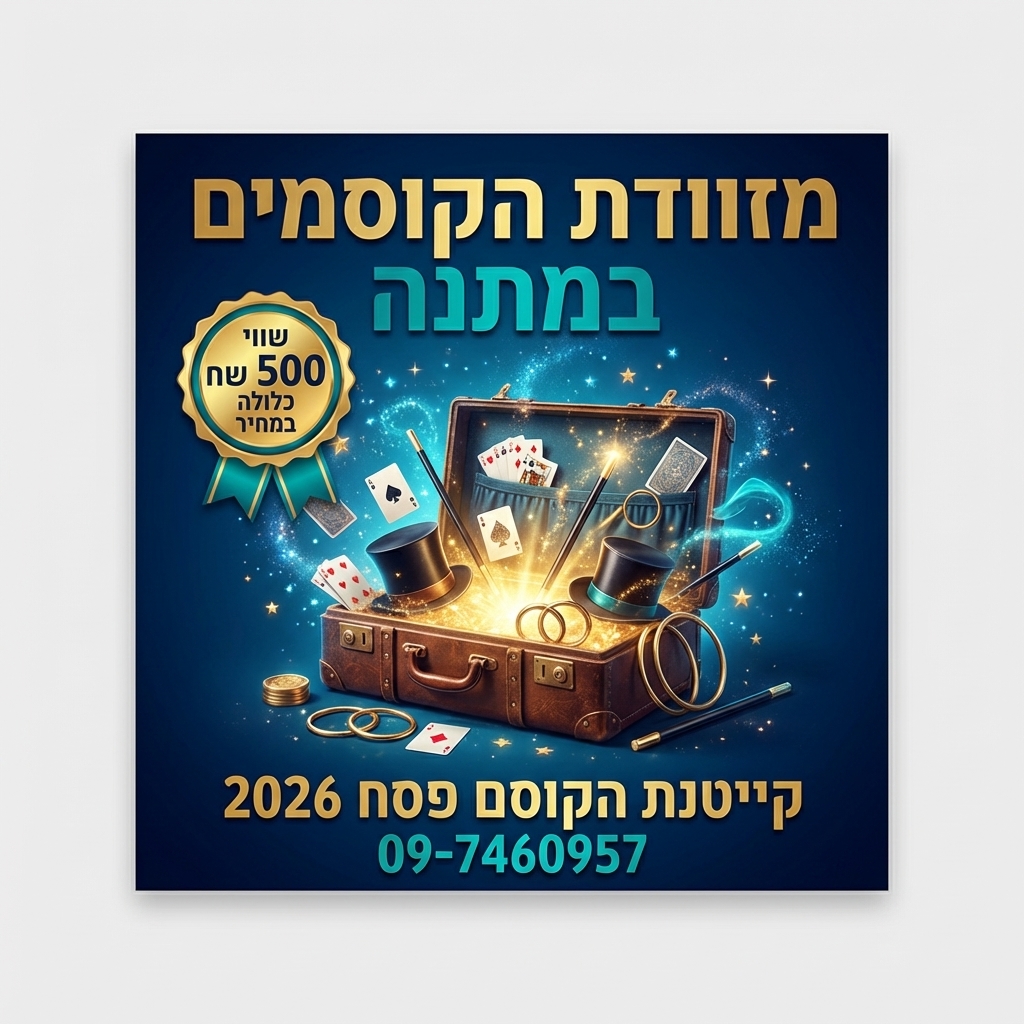 🎩 פסח 2026 עם קליוסטרו — קייטנת הקוסם והרמת כוסית בזום!